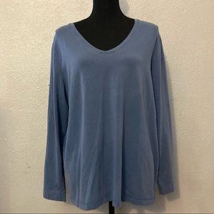 Long Sleeve V-Neck Blue Plus Size 2X Shirt